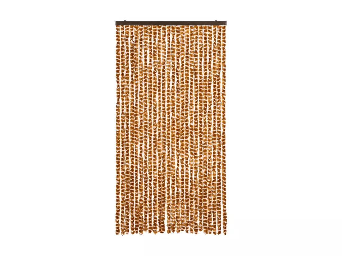 Rideau anti-mouches ocre et blanc 100x200 cm chenille