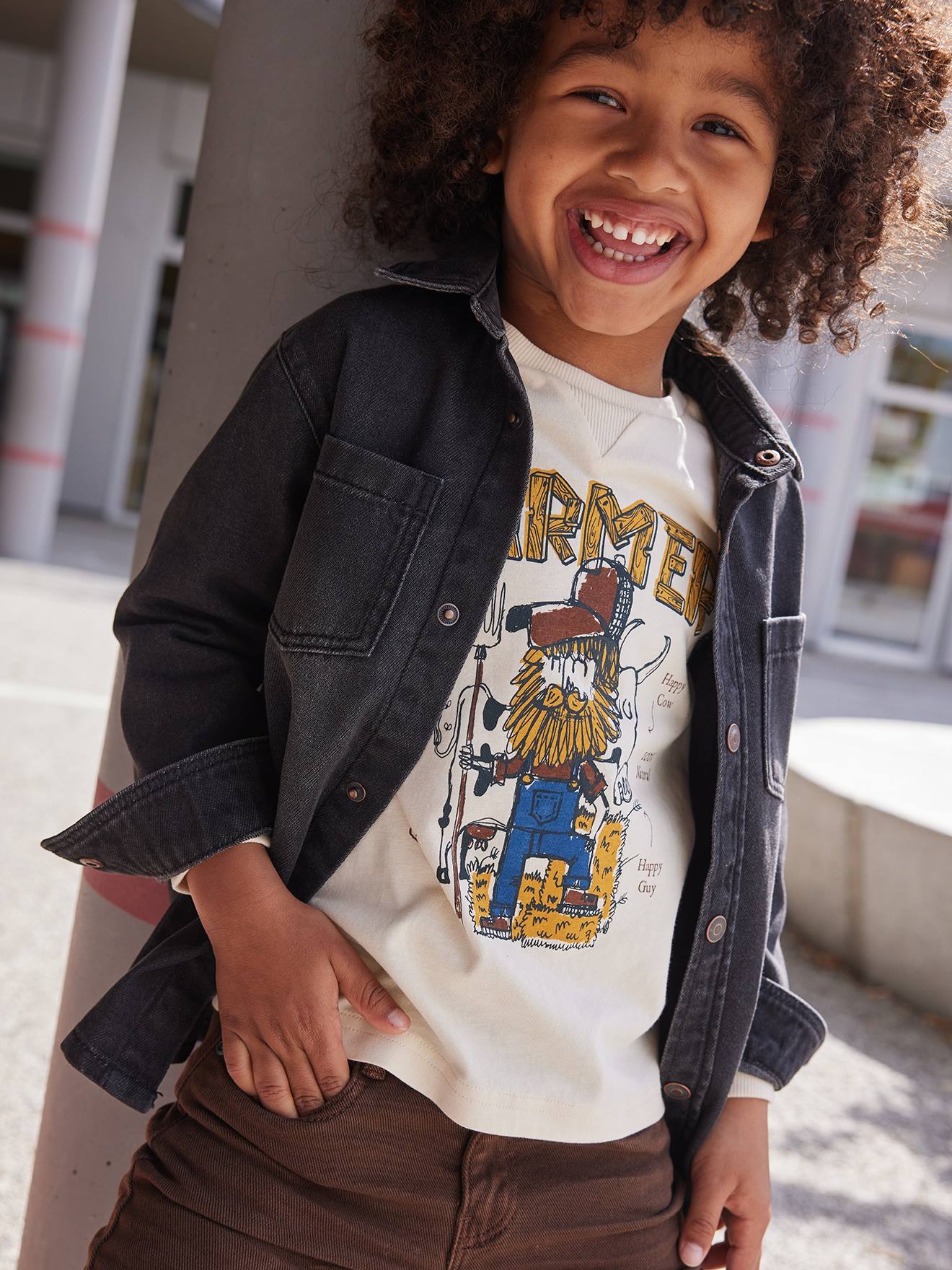 Camisa jeans infantil, jeans desbotado