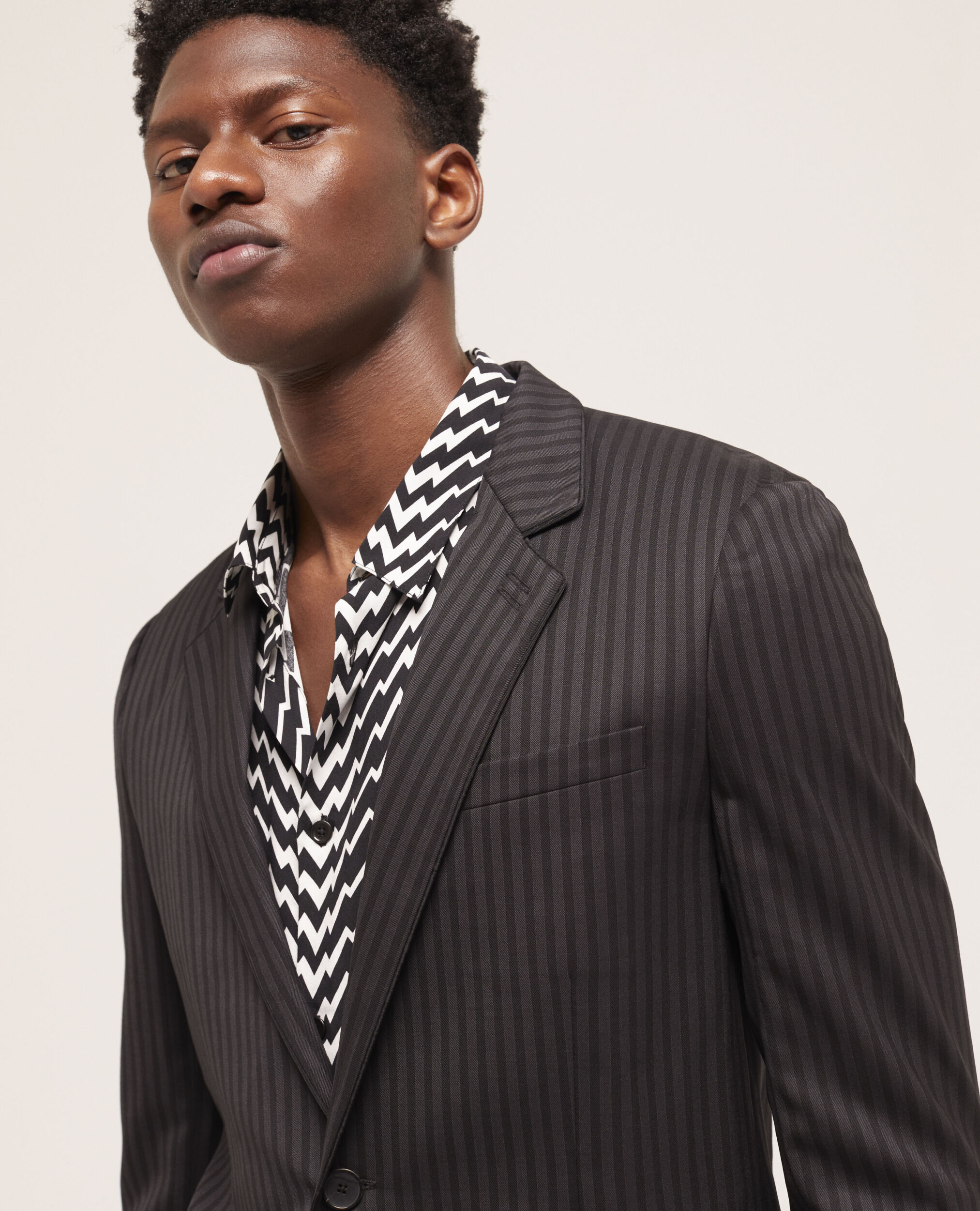 Veste de costume en laine à rayures