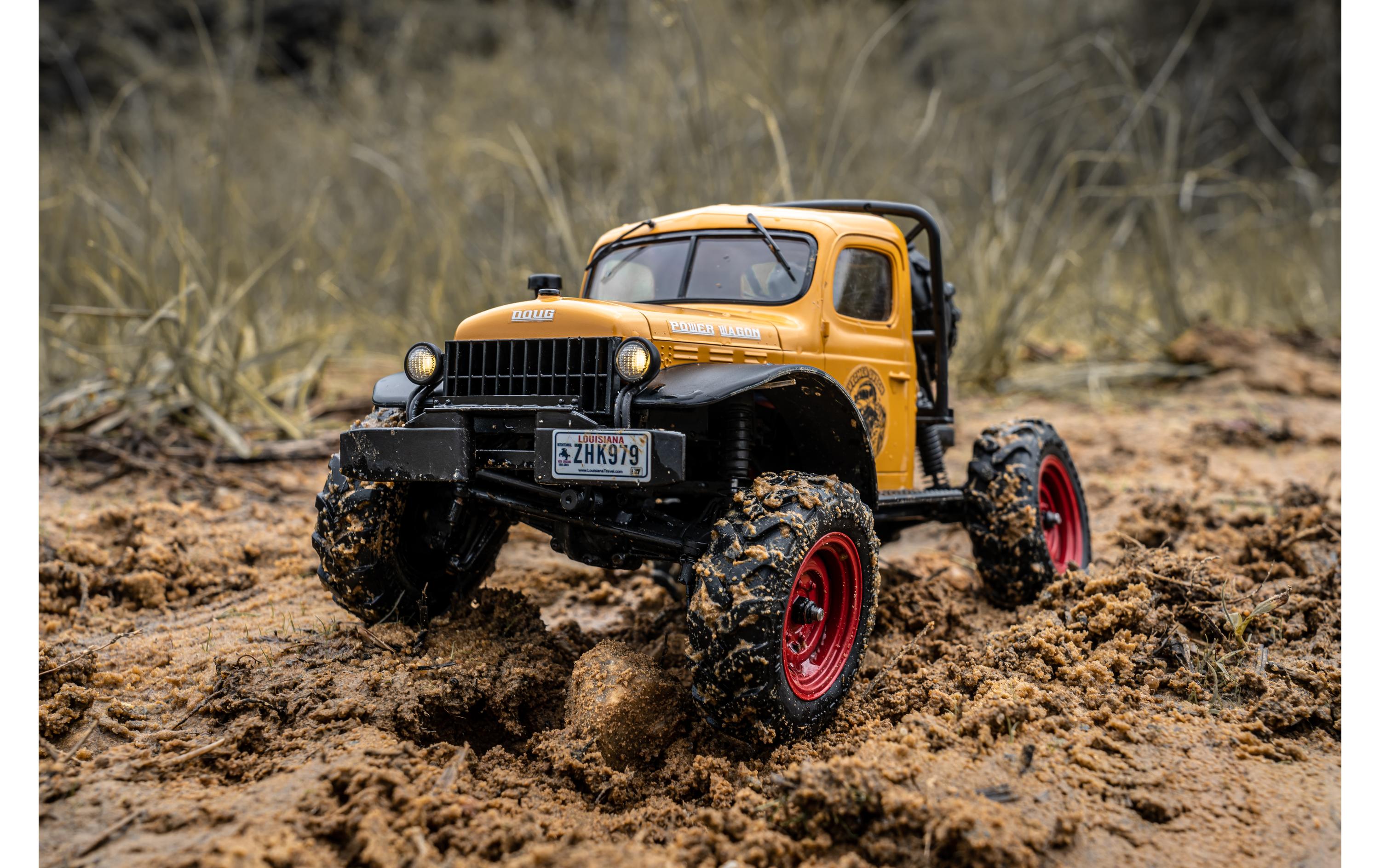 Scale Crawler FCX24 Power Wagon Mud-Racer, Gelb 1:24, RTR<br>Rock Crawler im Miniformat mit 2-Gang Getriebe