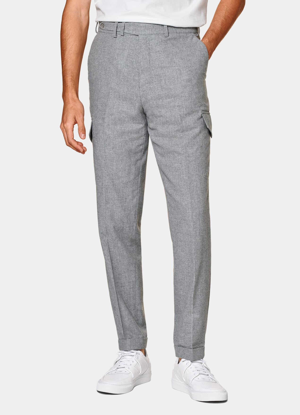 Pantalon Wide Leg Tapered gris clair