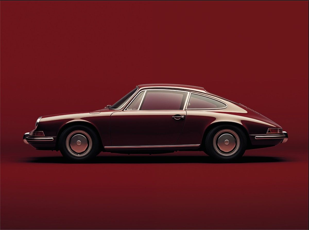 Wandkleed Vintage Porsche Red