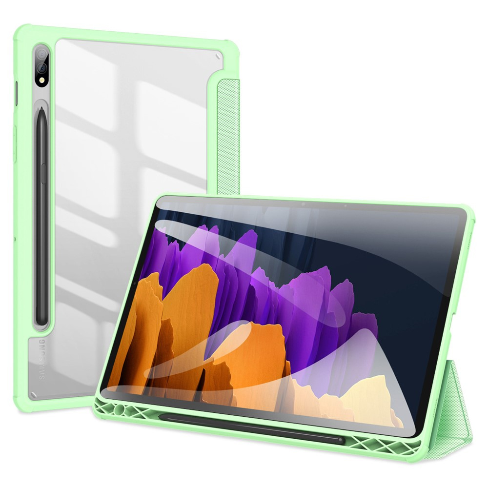 Samsung Galaxy Tab S8 / Tab S7 Leder Tasche Smart Cover Schutzhülle   S-Pen Halter - Grün