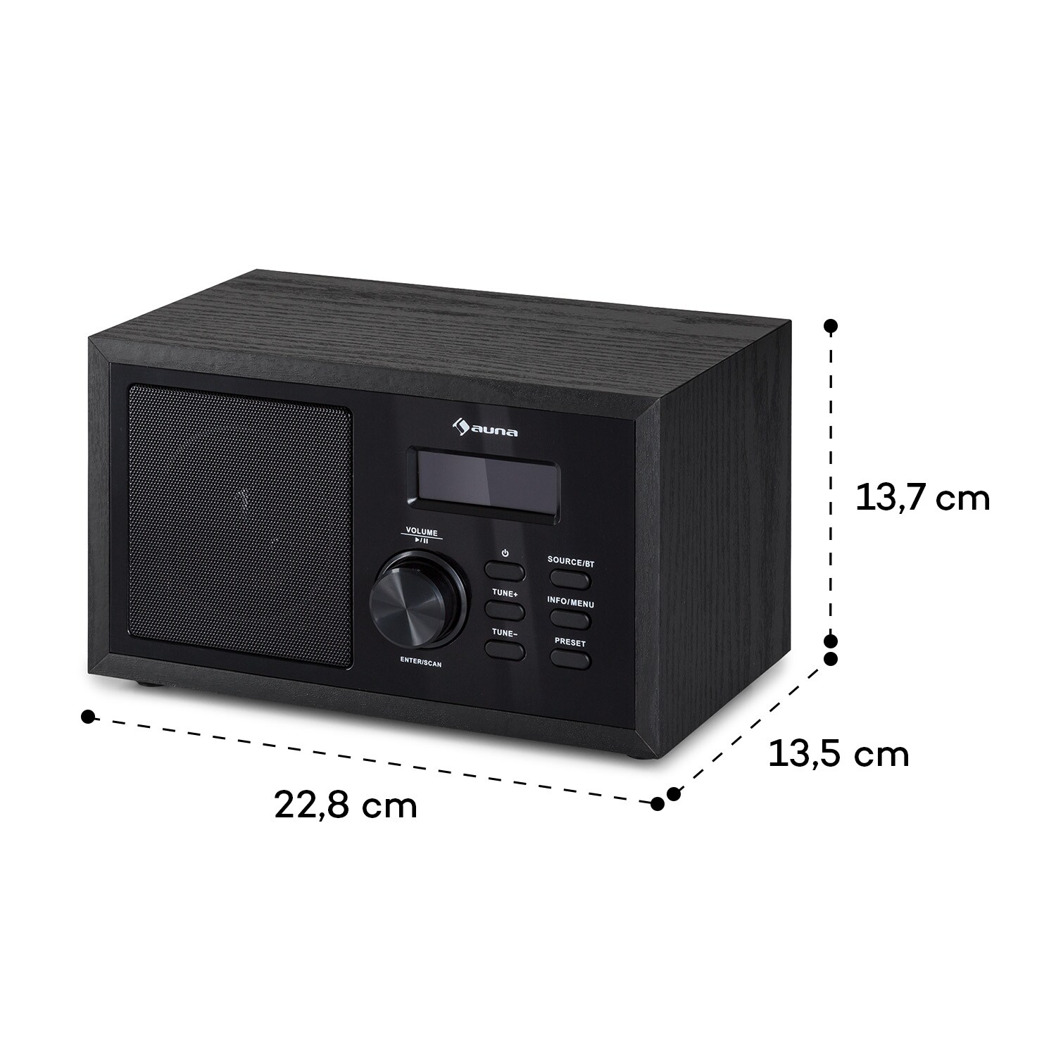 Ambient DAB+/FM Radio BT 5.0 AUX-In LC-Display Wecker Eieruhr Schwarz