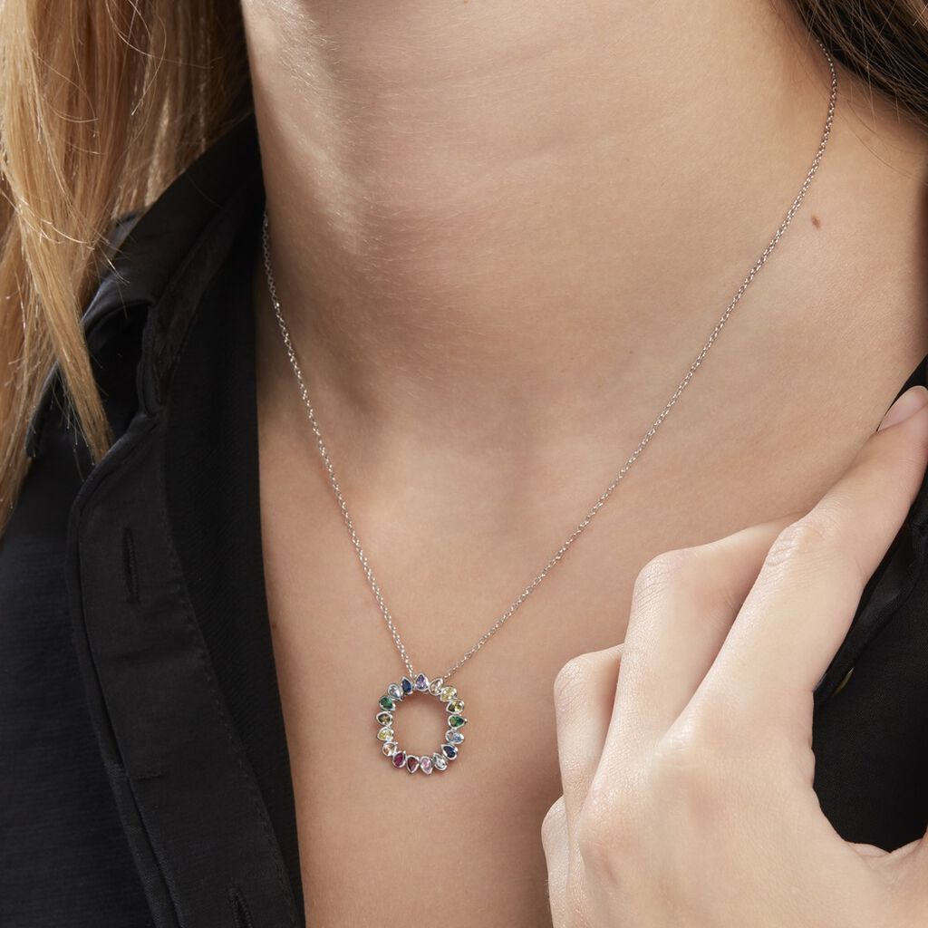 Collier Argent Blanc Ethem Oxydes De Zirconium Spinelles