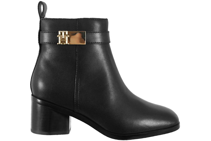 TOMMY HILFIGER LOGO MID HEEL BOOTIE BLACK