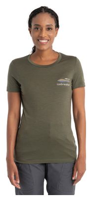 T-Shirt Technique Femme Icebreaker Merinos 150 Tech Lite II Aotearoa Vert