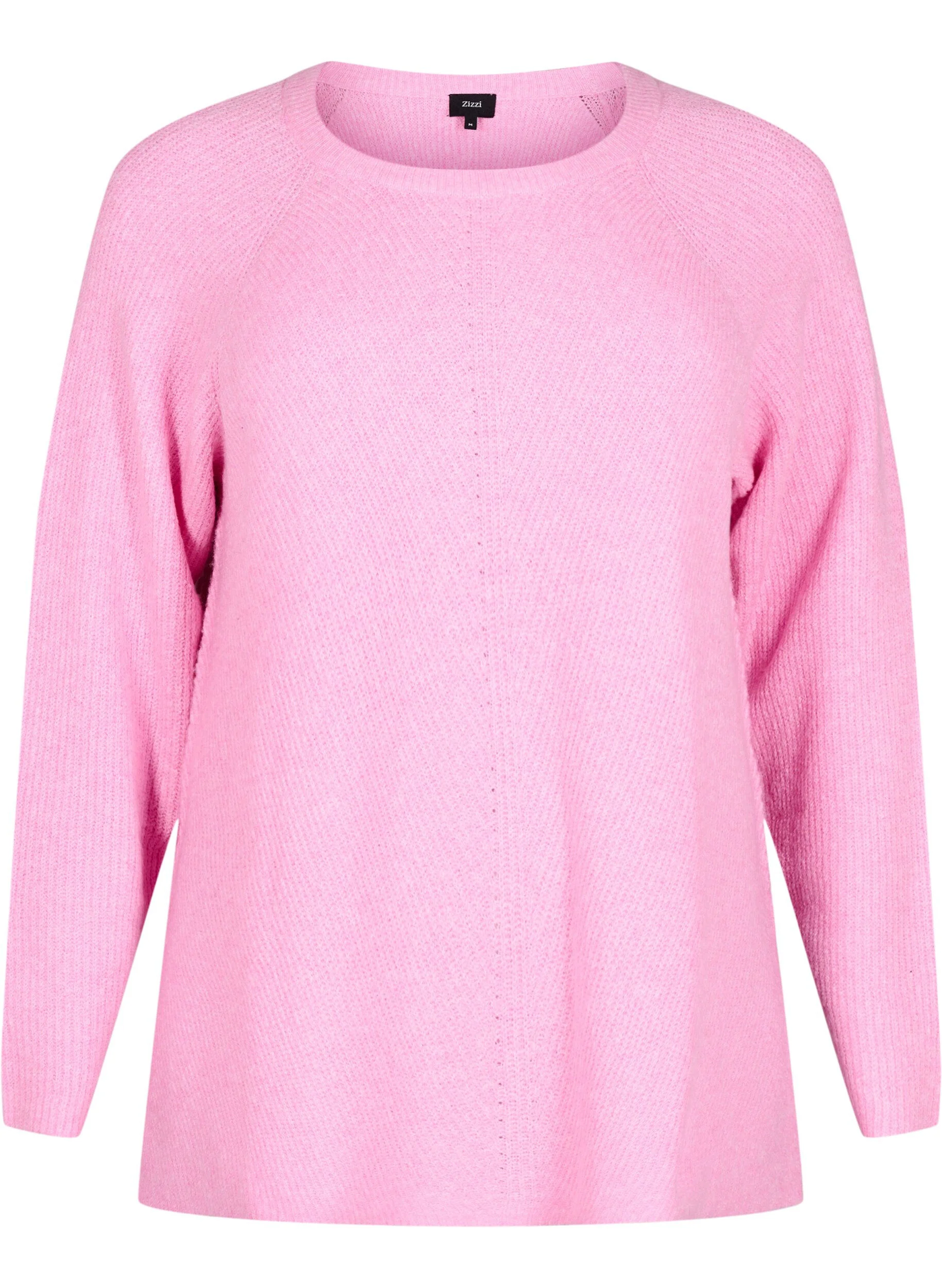 Strikbluse med rund hals
