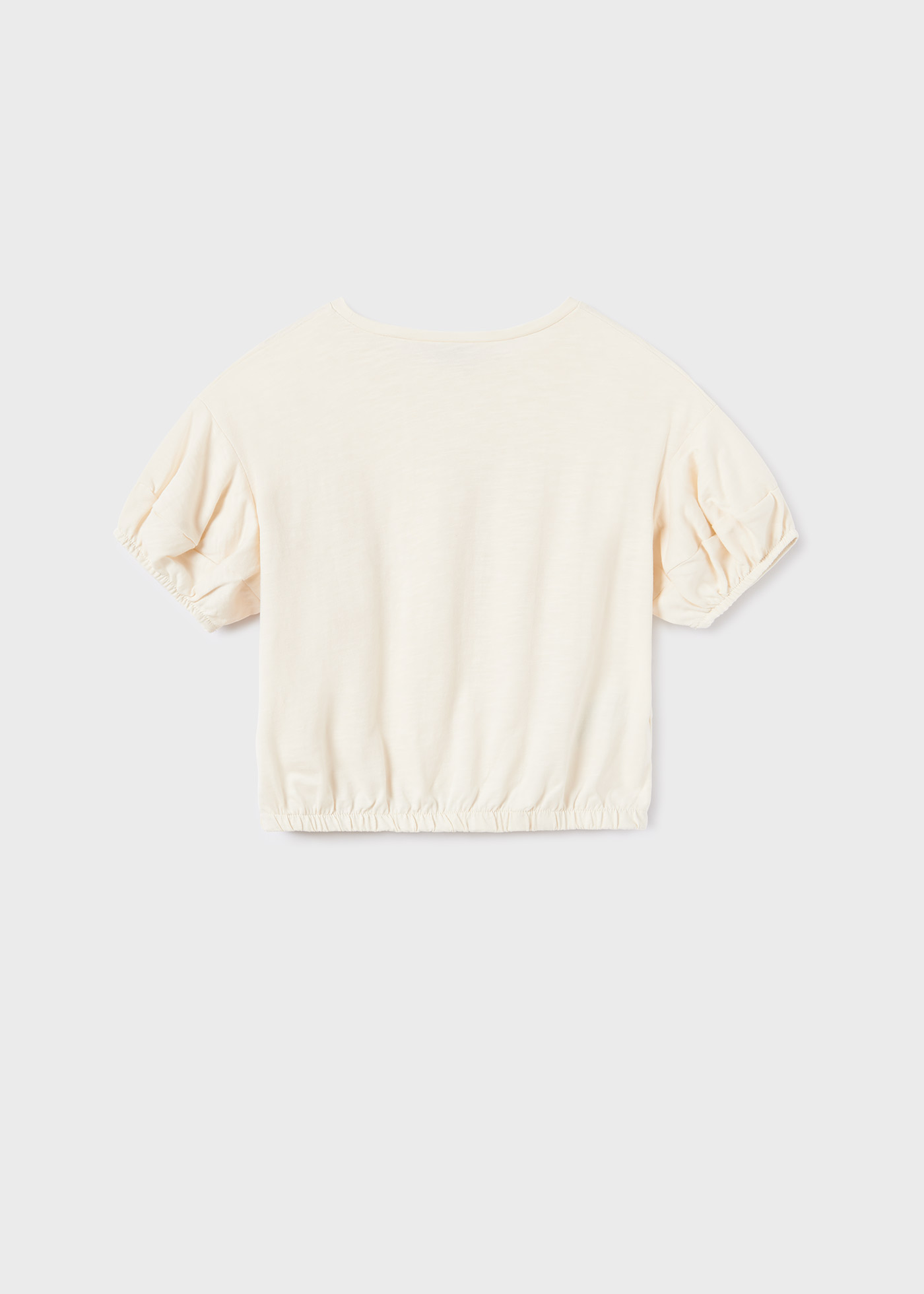 Camiseta feminina de algodão sustentável com mangas bufantes