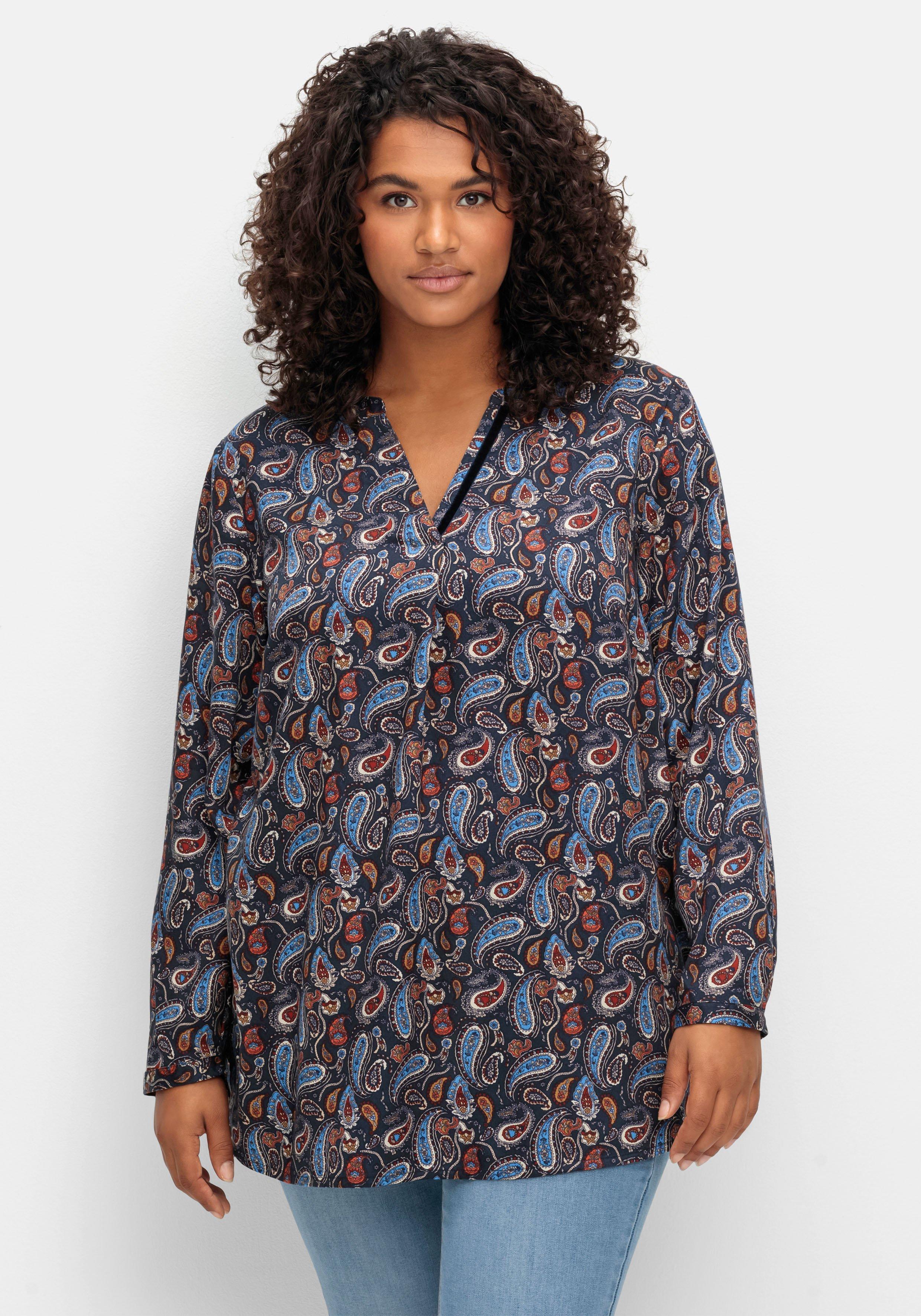 Tunika mit Alloverprint und Samtband