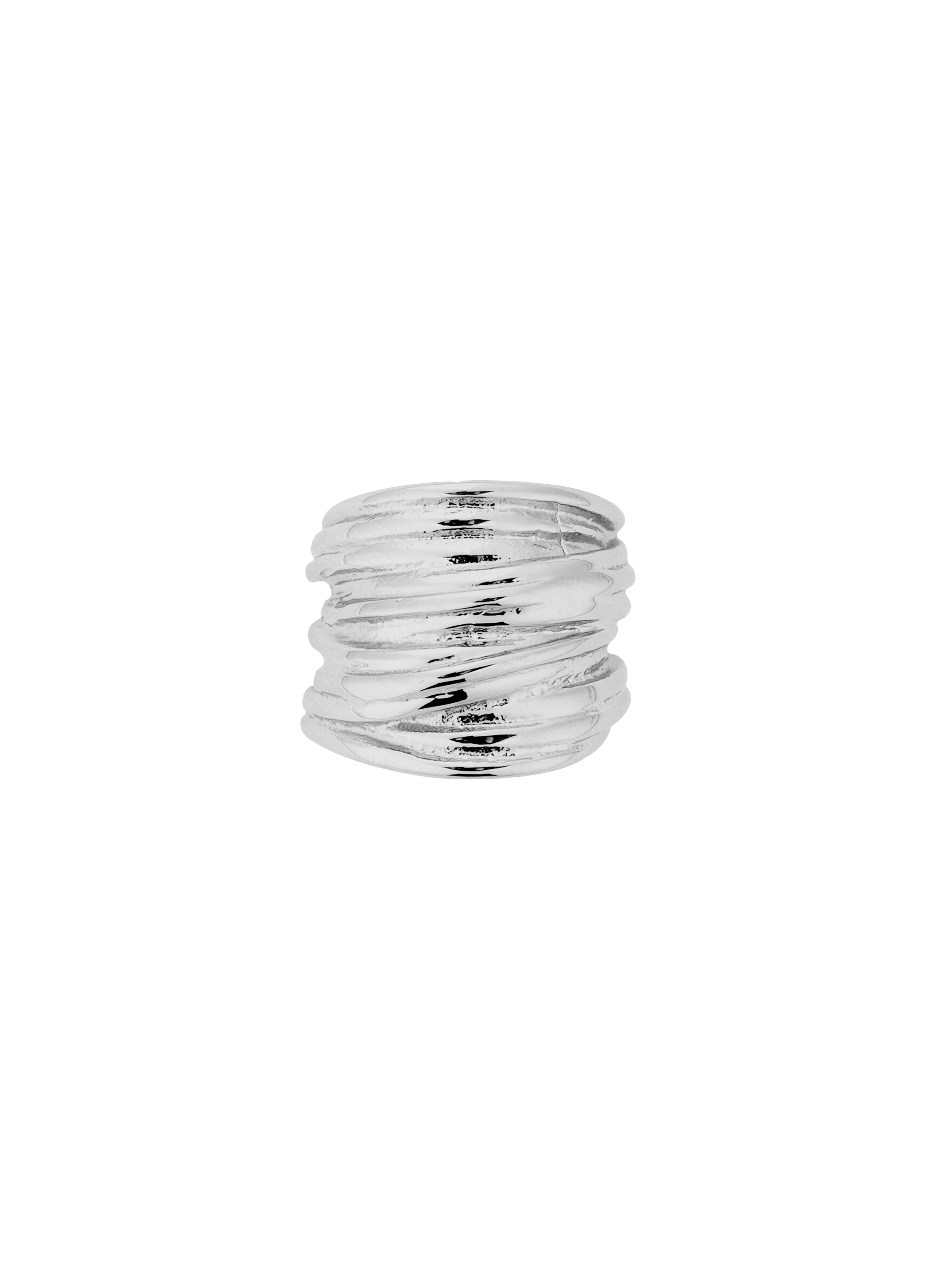 ALEXANDRIA - Bague martelé en acier inoxydable | Argent