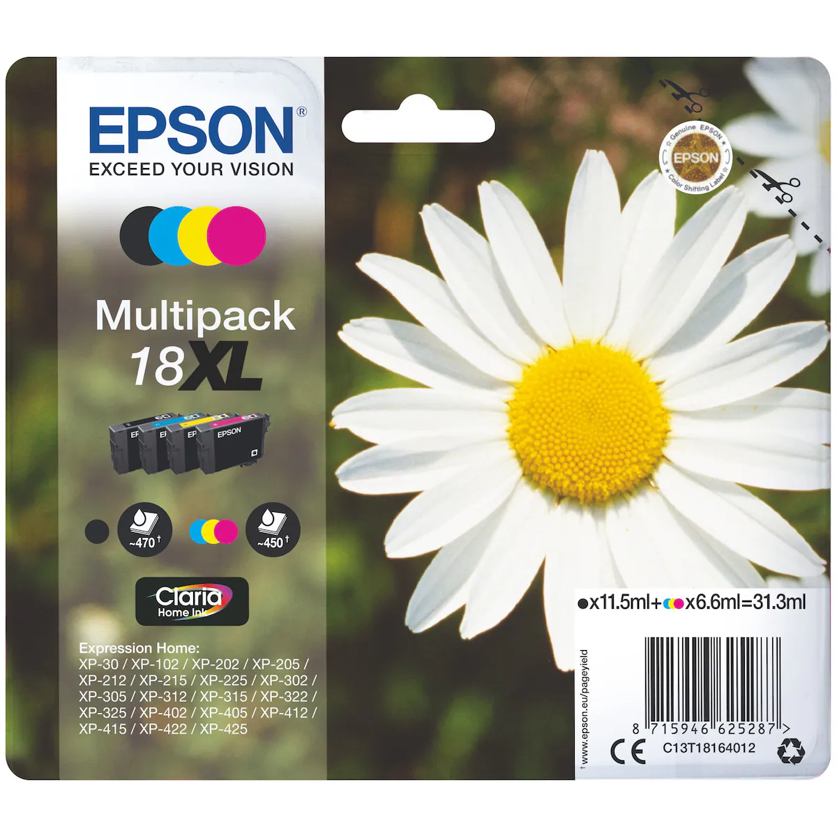 Epson blekkpatron Claria Home 18XL Cyan Magenta Gul Sort