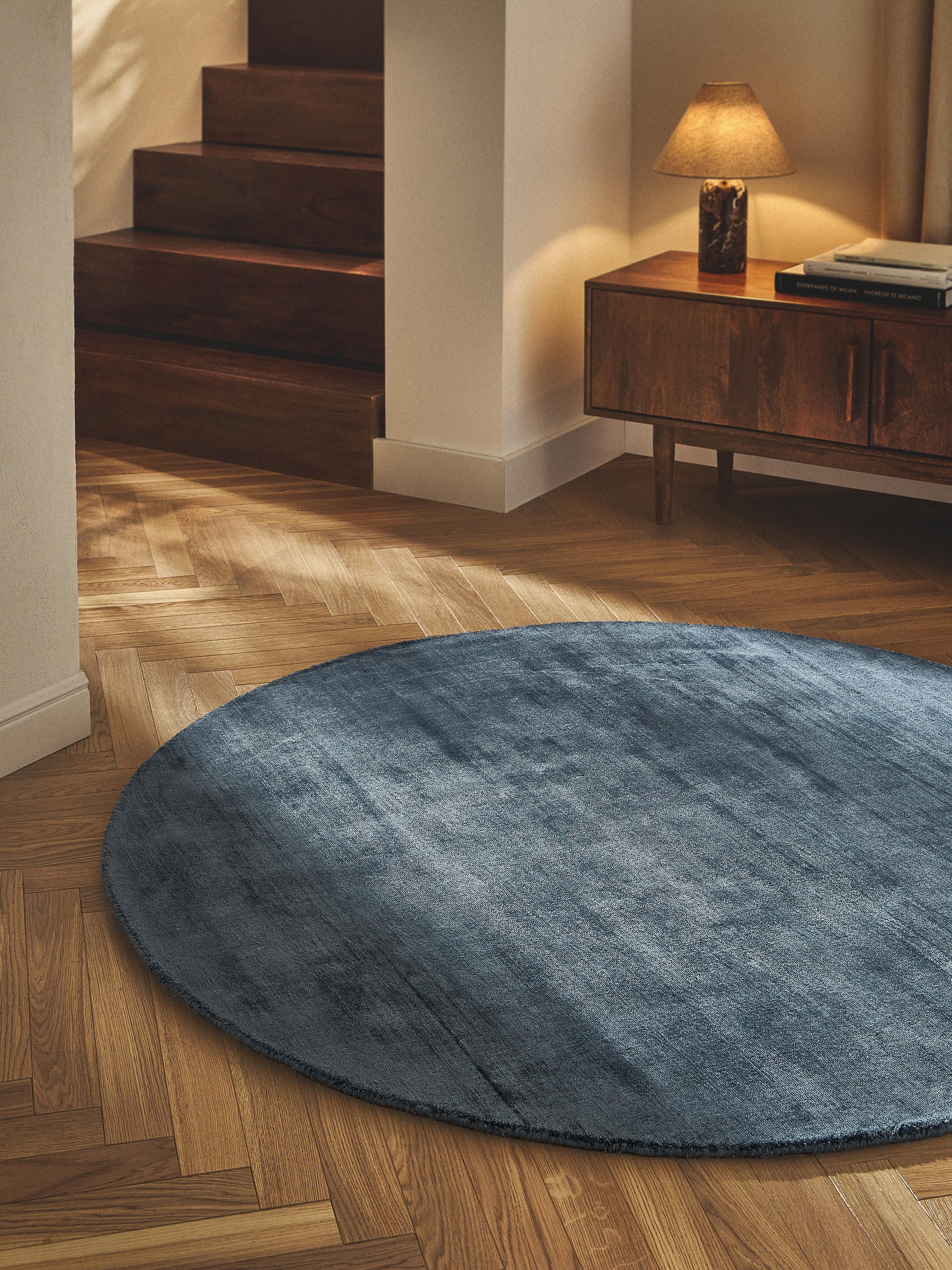 Rond viscose vloerkleed Jane, handgeweven