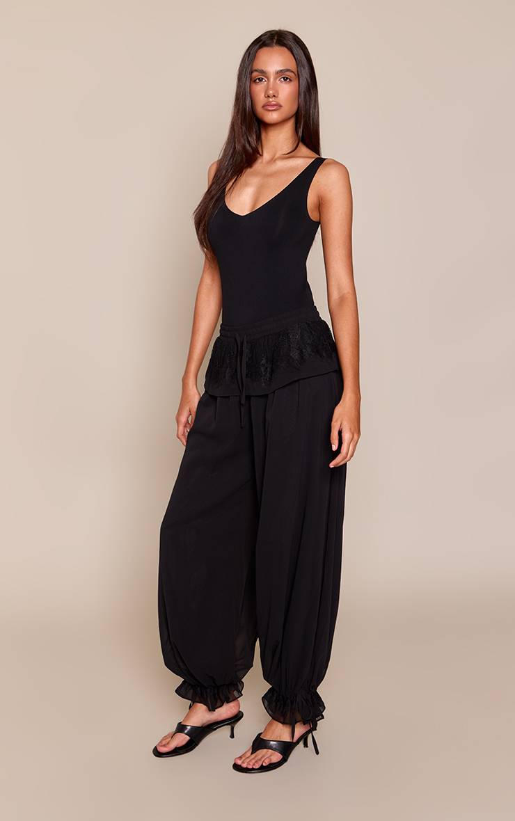 Noir Pantalon Ballon À Superposition En Mousseline