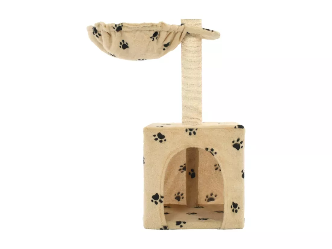 Arbre à chat et griffoirs en sisal 105 cm Beige Motif de pattes