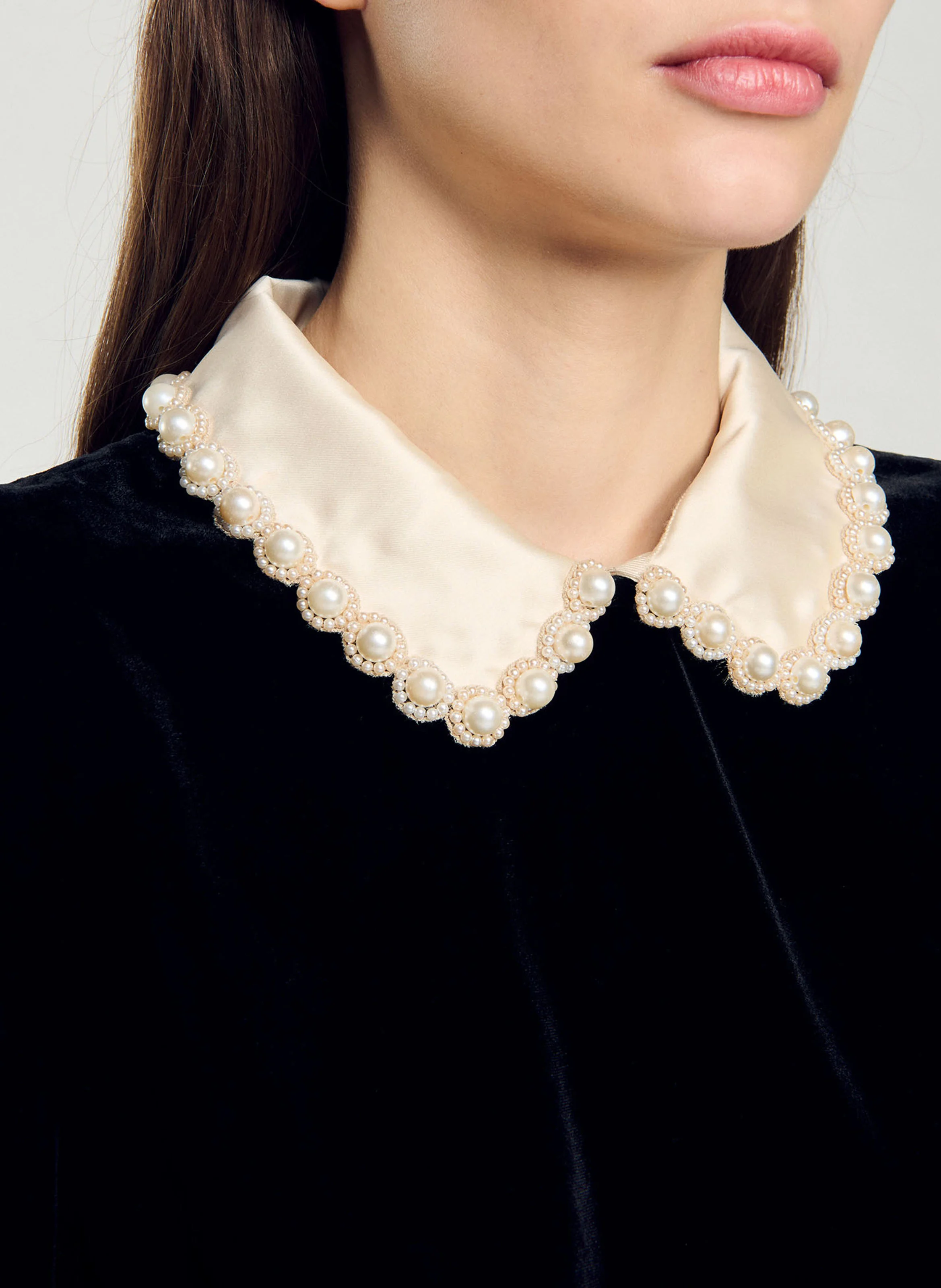 Robe courte col claudine | Noir