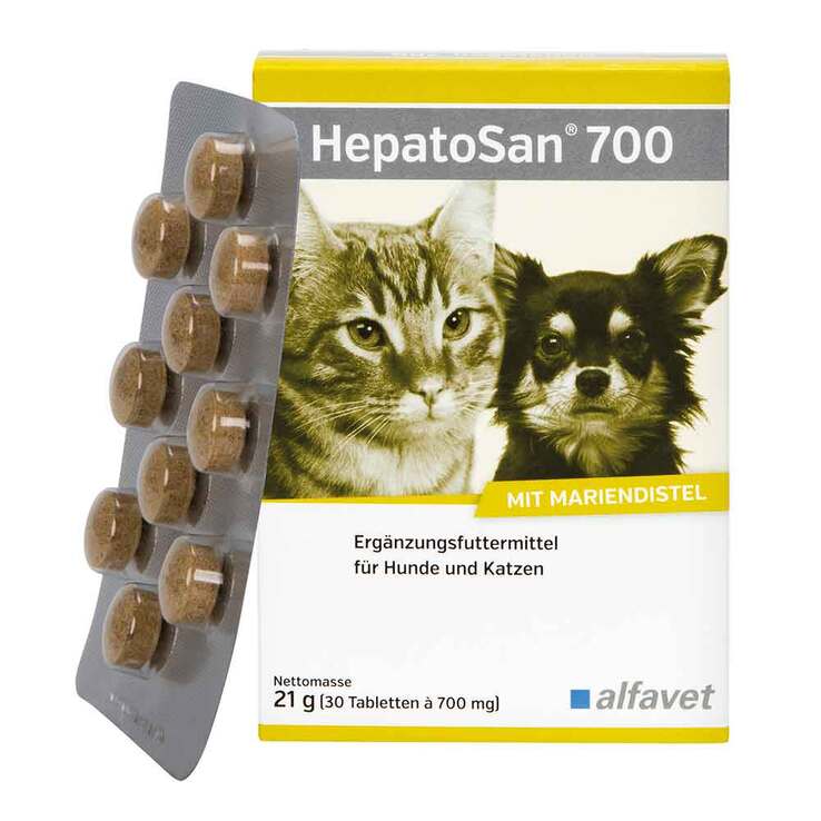 Hepatosan 700 Tabletten Ergänzungsfuttermittel für kleine Hunde und Katzen, 30 St