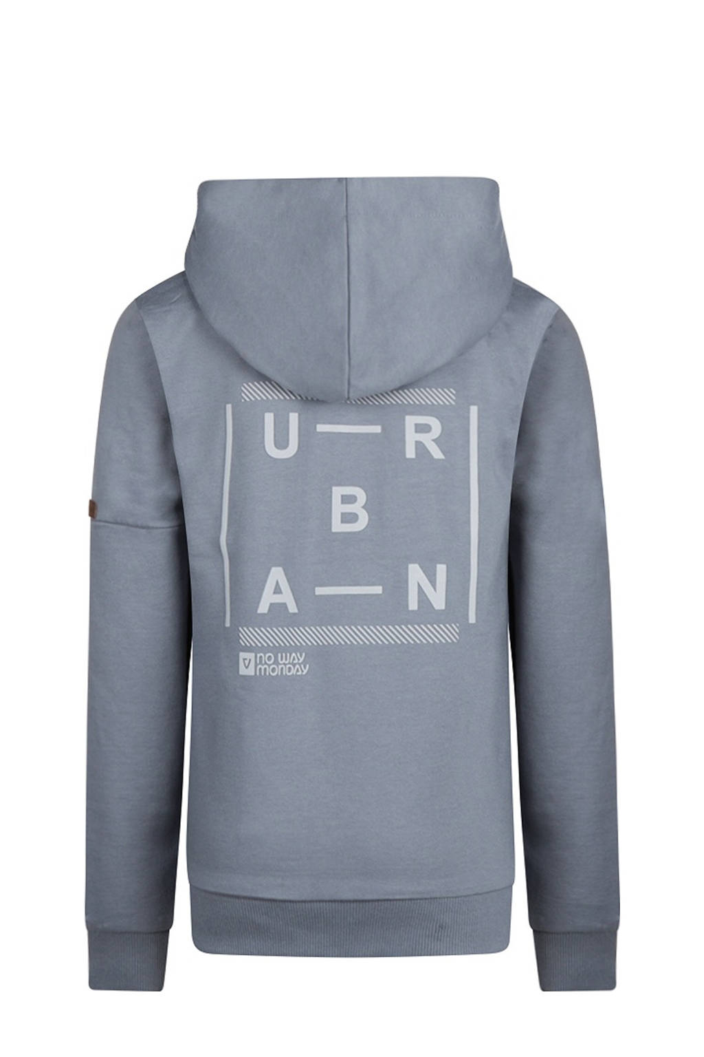 No Way Monday ribgebreide hoodie met backprint grijsblauw