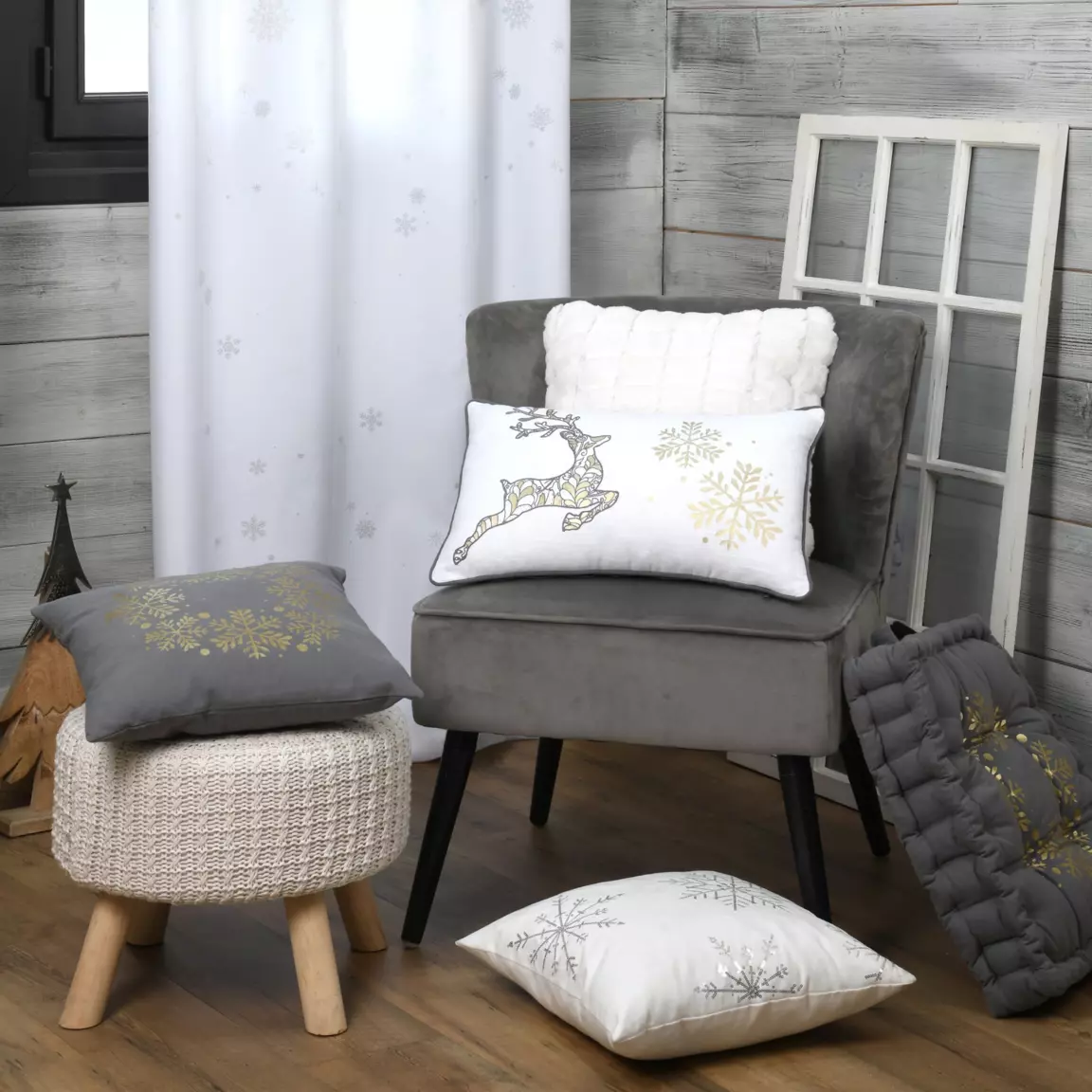 Coussin de sol (45 cm) Lumineux Gris