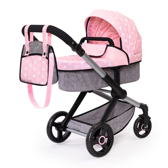 Kombi Puppenwagen Xeo - Rosa-Grau