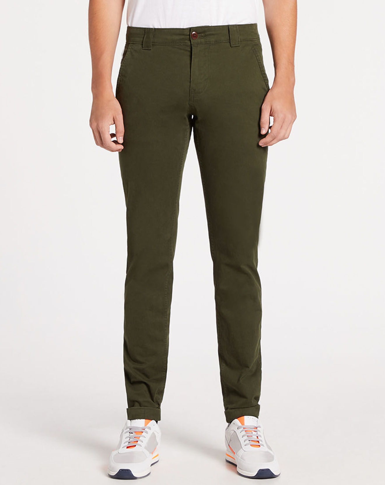 Tommy Jeans Pantalon chino en en Coton Bio mélangé Scanton olive