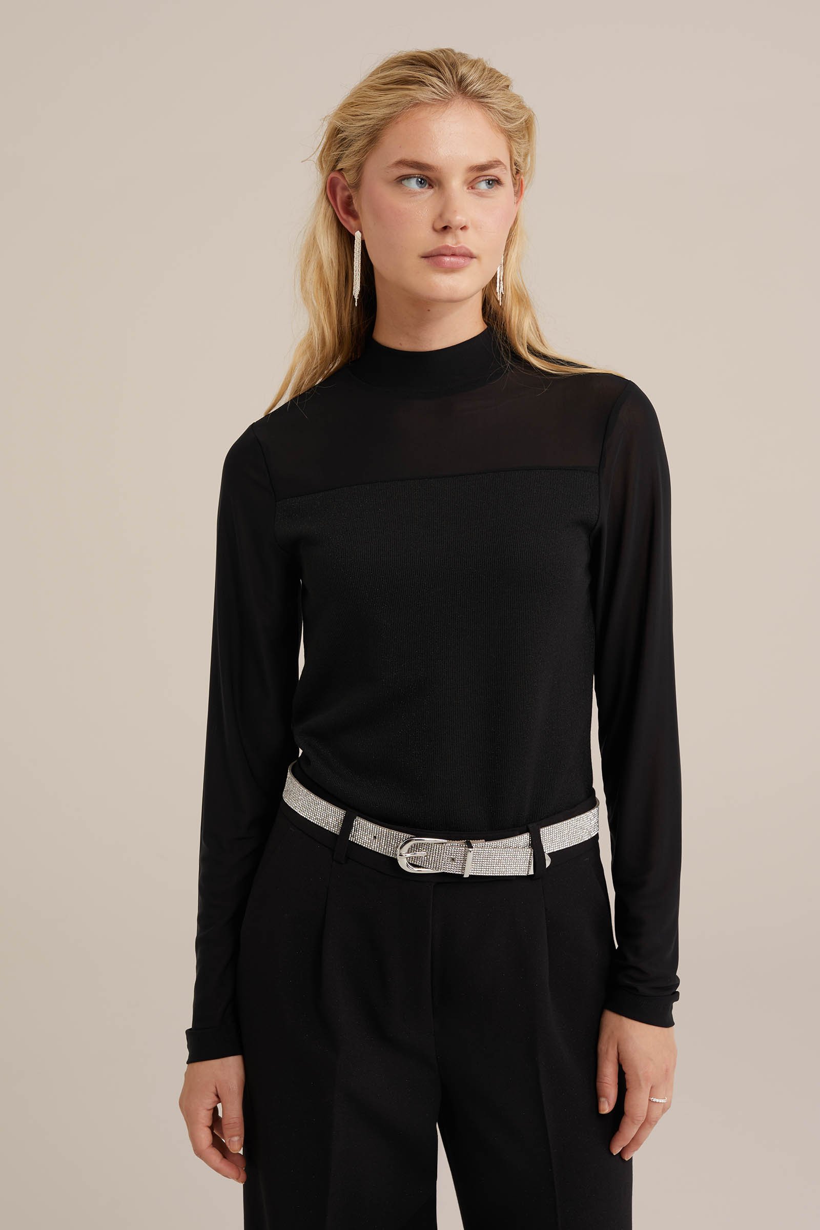top met glittergaren WE Fashion Zwart