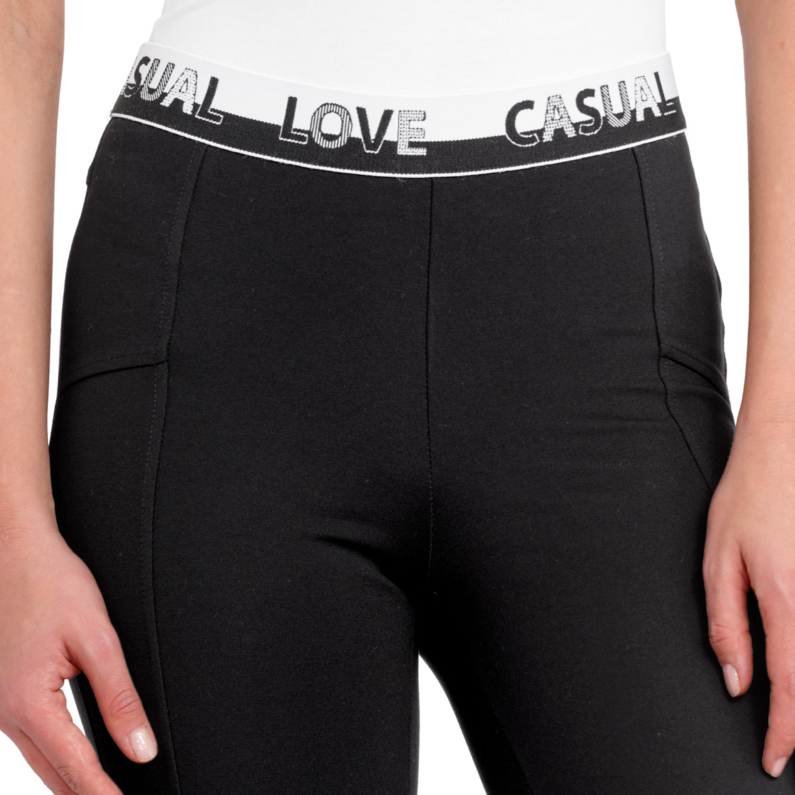 Gina Benotti Damen Leggings mit Webbund schwarz