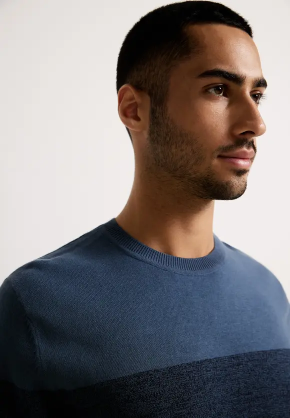 Gestreifter Strickpullover - deep space blue