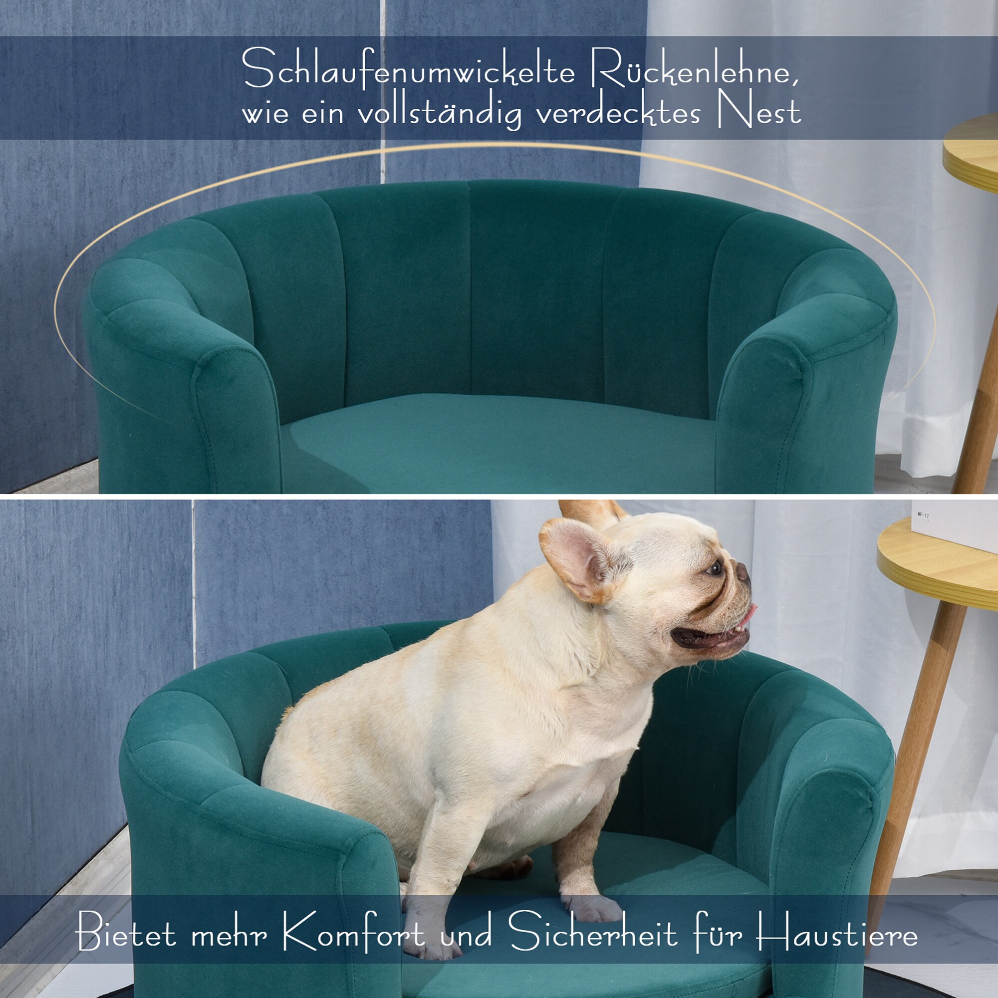 PawHut Hundesofa mit kuschligem Stoffbezug grün 65 x 64 x 37 cm (BxTxH)