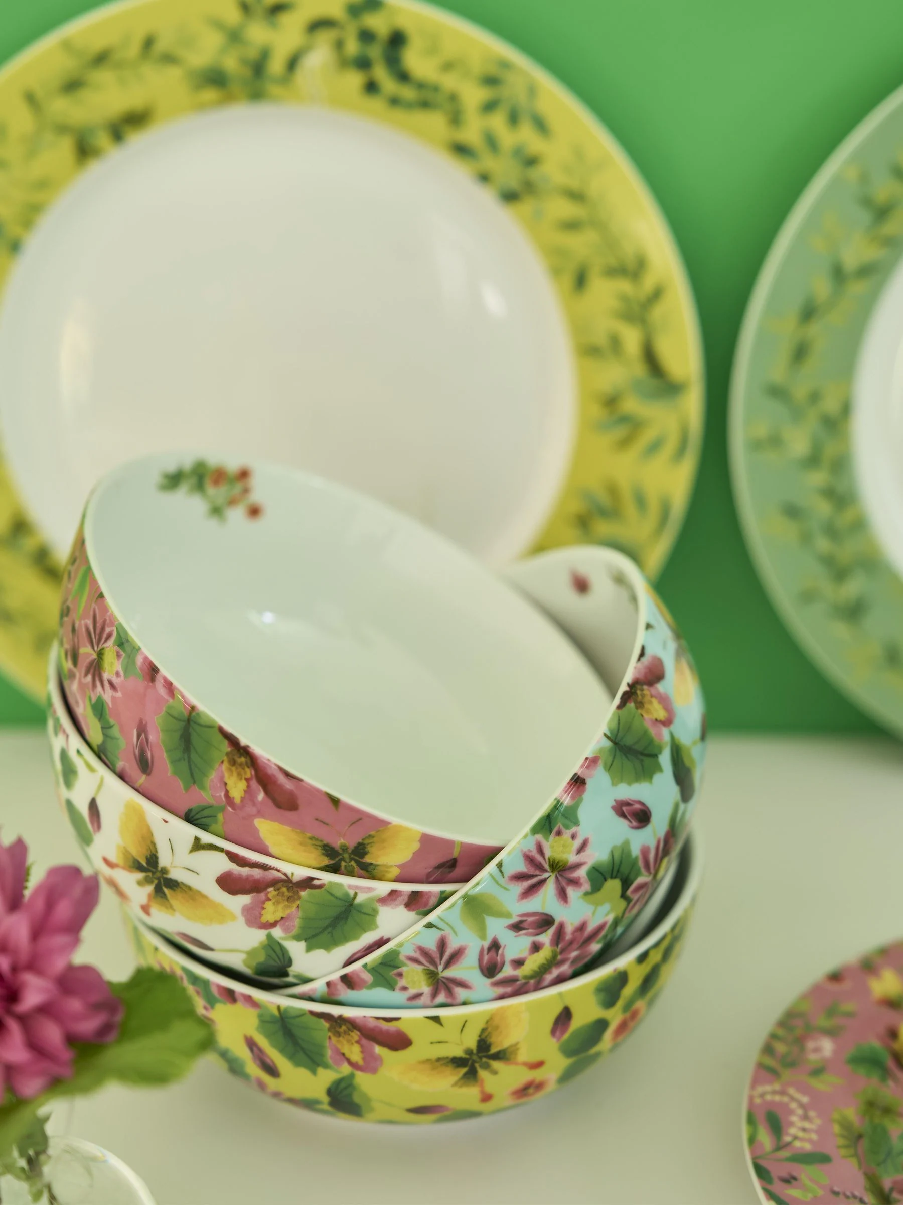 Designers Guild Ikebana Damask set van 4 ontbijtgranenkommetjes