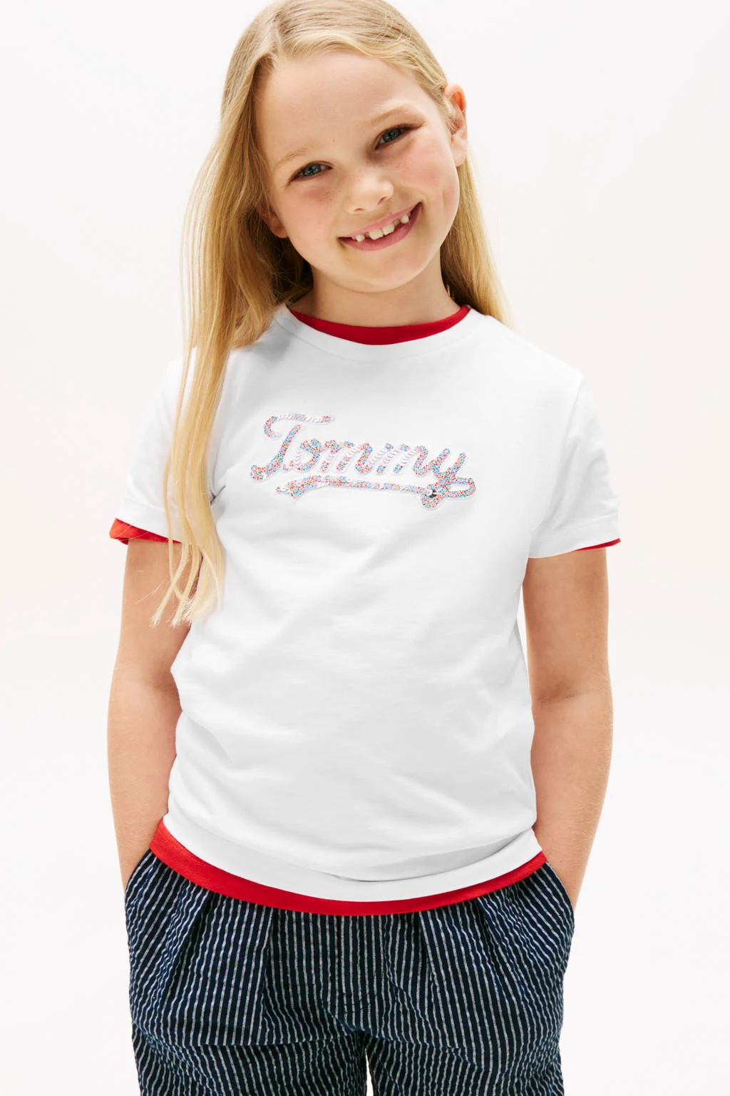Tommy Hilfiger T-shirt wit met pailletten