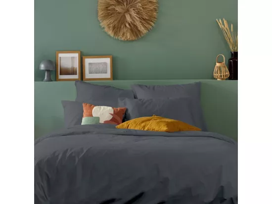 Taie d'oreiller 100% Percale de coton - Anthracite - 50x75cm