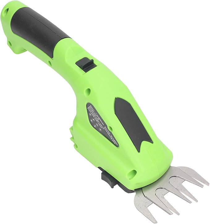 (25x8cm) 2in1 Elektrischer USB Hand Rasen Trimmer Akku Garten Schere Schneidewerkzeug mit 2 Aufsätzen - Grün