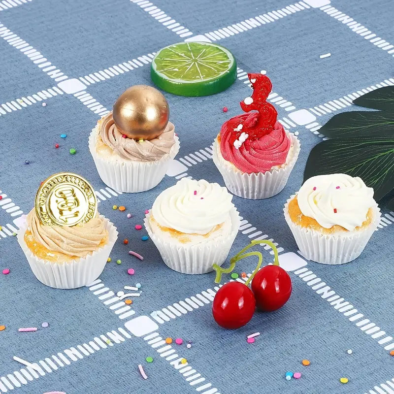 (100er Set) Einweg Papier Cupcake Förmchen Muffin Form Backform - Weiss