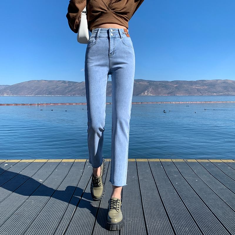 Denimot - Hoge taille gewassen rechte jeans (verschillende ontwerpen)