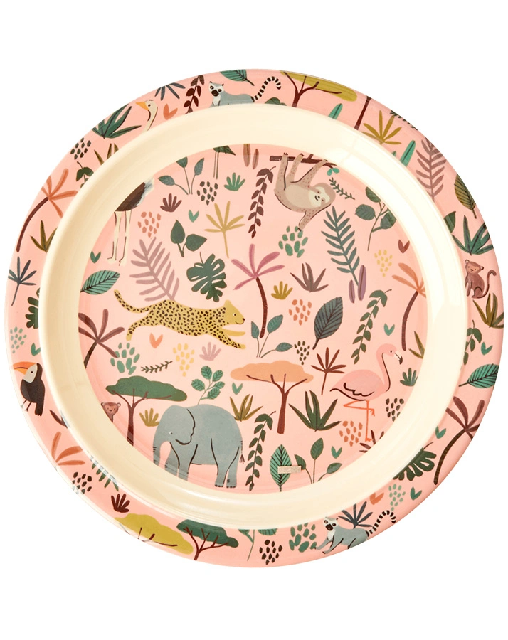 Melamin-Kinderteller JUNGLE ANIMALS in rosa