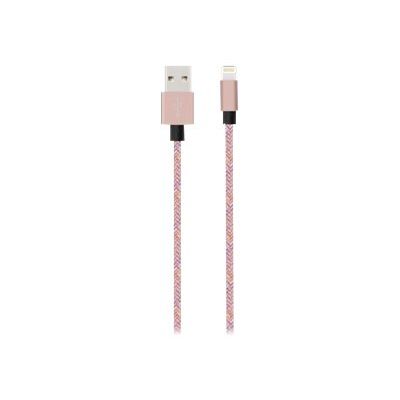 Bigben - câble de charge et de synchronisation USB/Connectique Lightning - 2 m - tissé rose