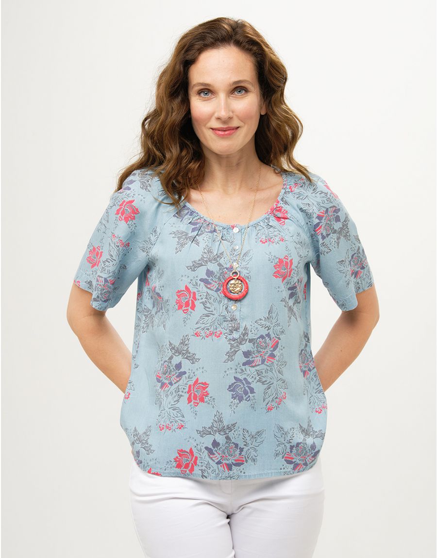 Blouse lyocell bleu ciel