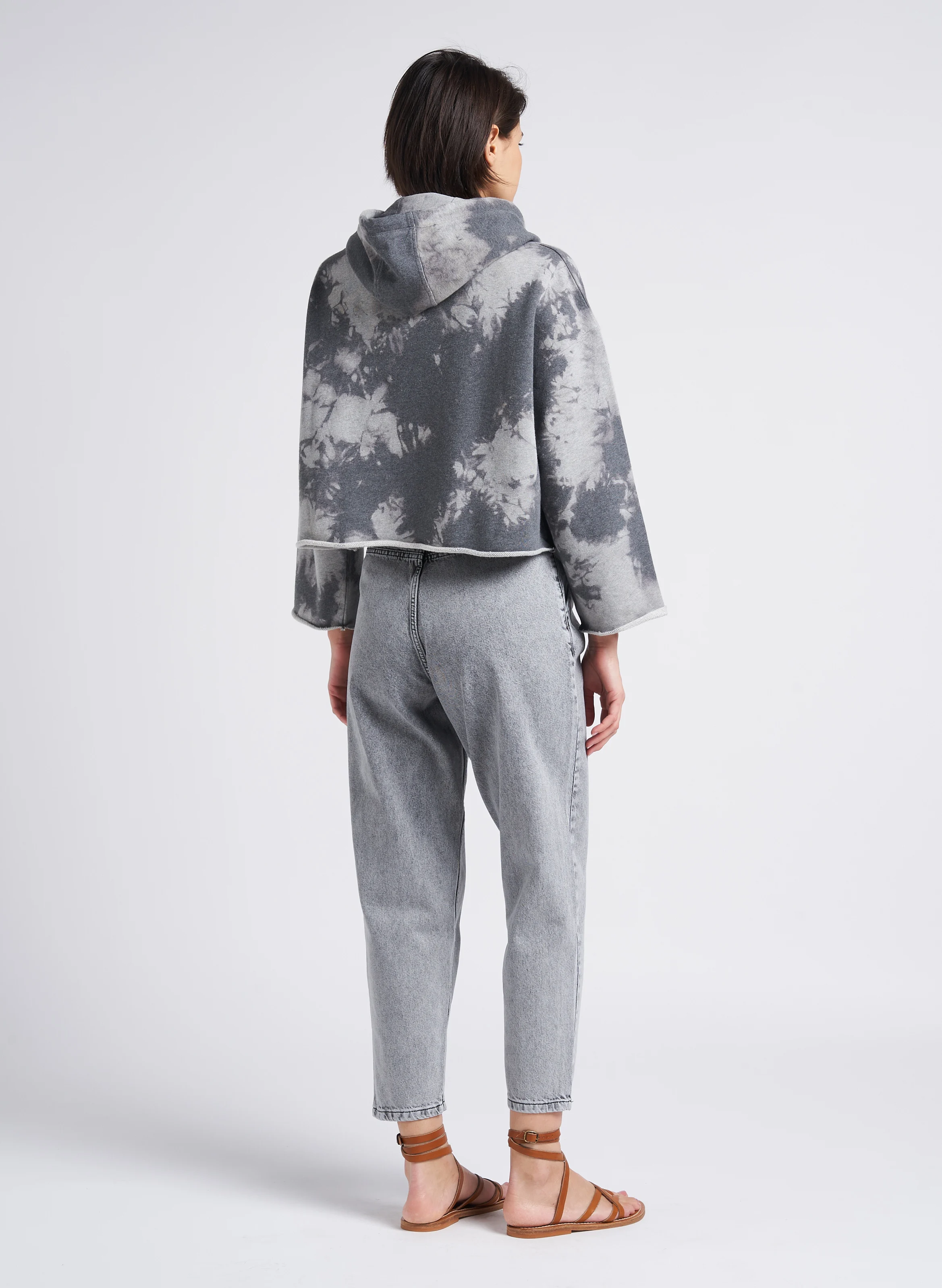 Jean baggy en coton délavé | Argent