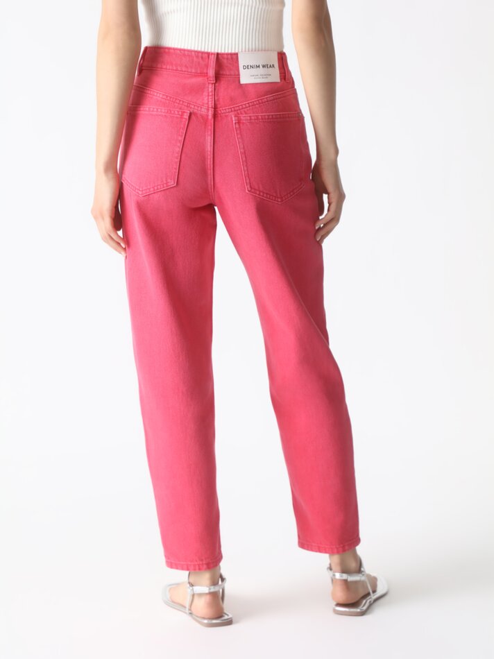 Calça jeans estilo Mom Fit - Rosa Médio