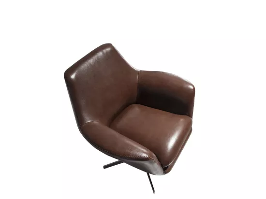 Fauteuil pivotant en cuir et acier poli 5093 ANGEL CERDA