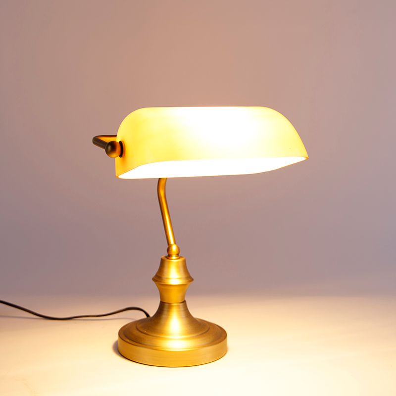 Smart notarislamp brons met amber glas incl. Wifi A60 - Banker