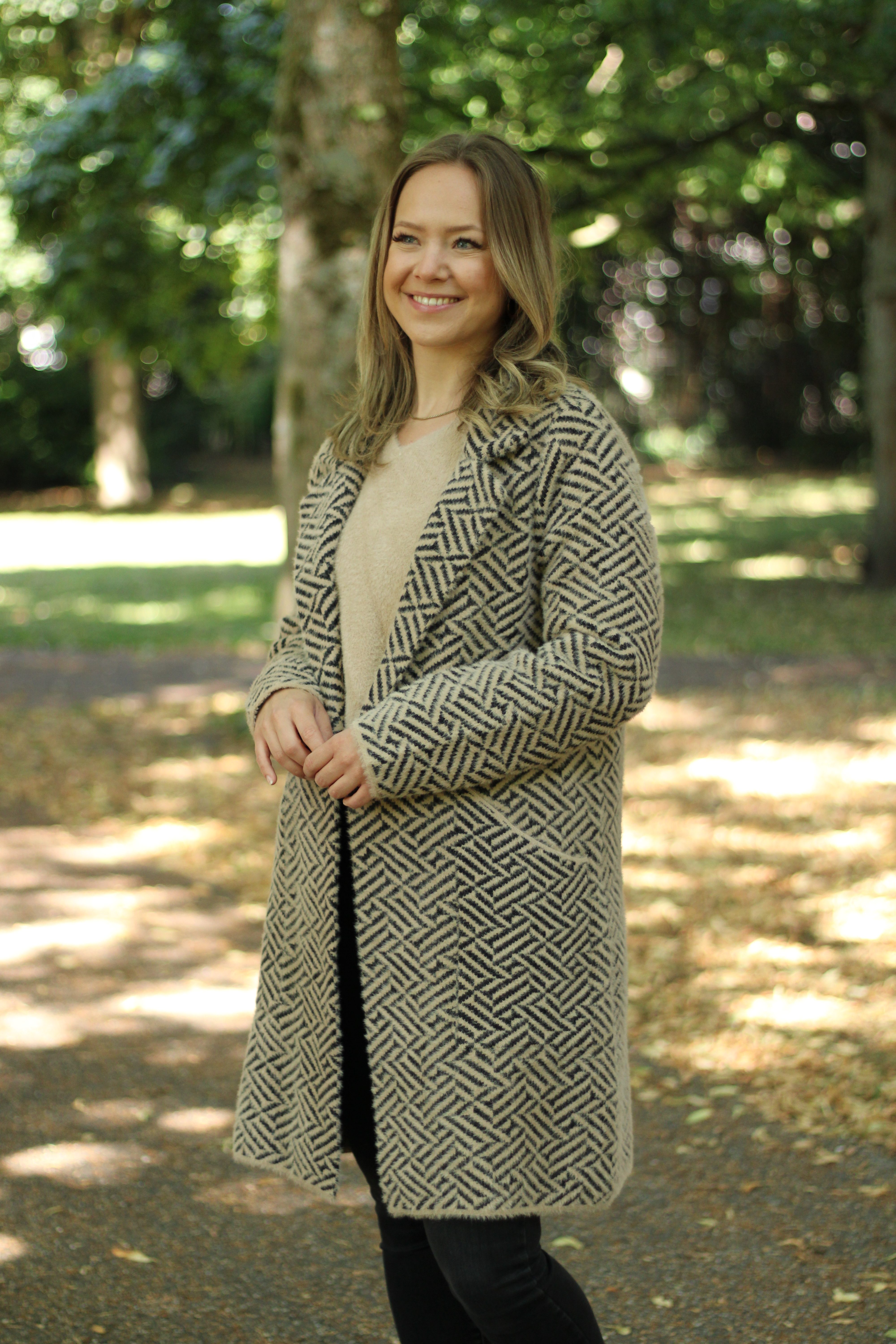 Rino & Pelle - Madina Double Breasted Cardigan - Sand Graphic