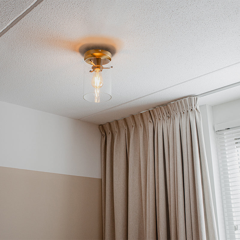 QAZQA Moderne plafondlamp brons met glas - Dome