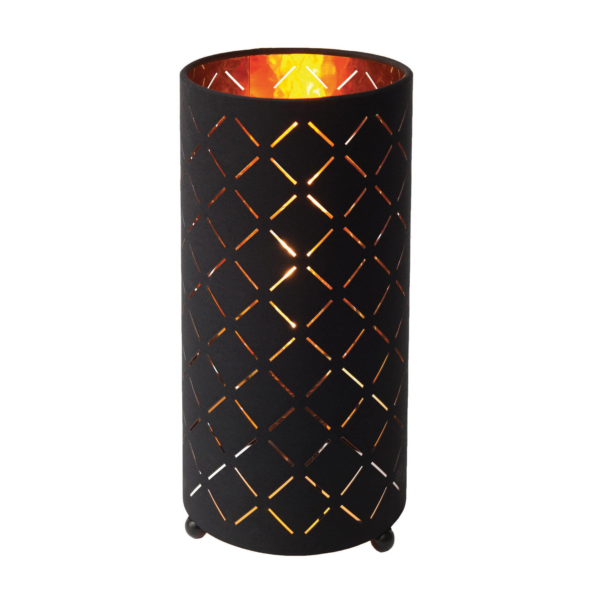 LED-Tischleuchte - schwarz-gold - mit Flammeneffekt
