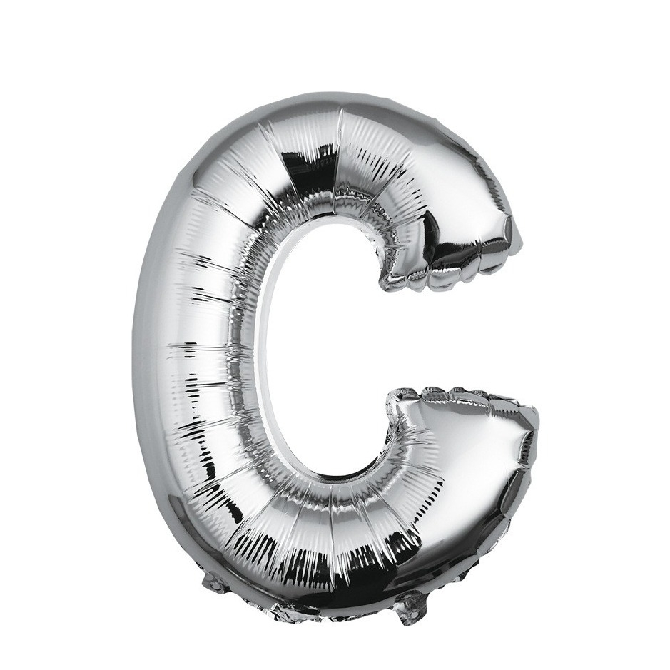(80cm) Buchstaben Ballon Geburtstags Party Luftballon Folienballon - Buchstabe C / Silber