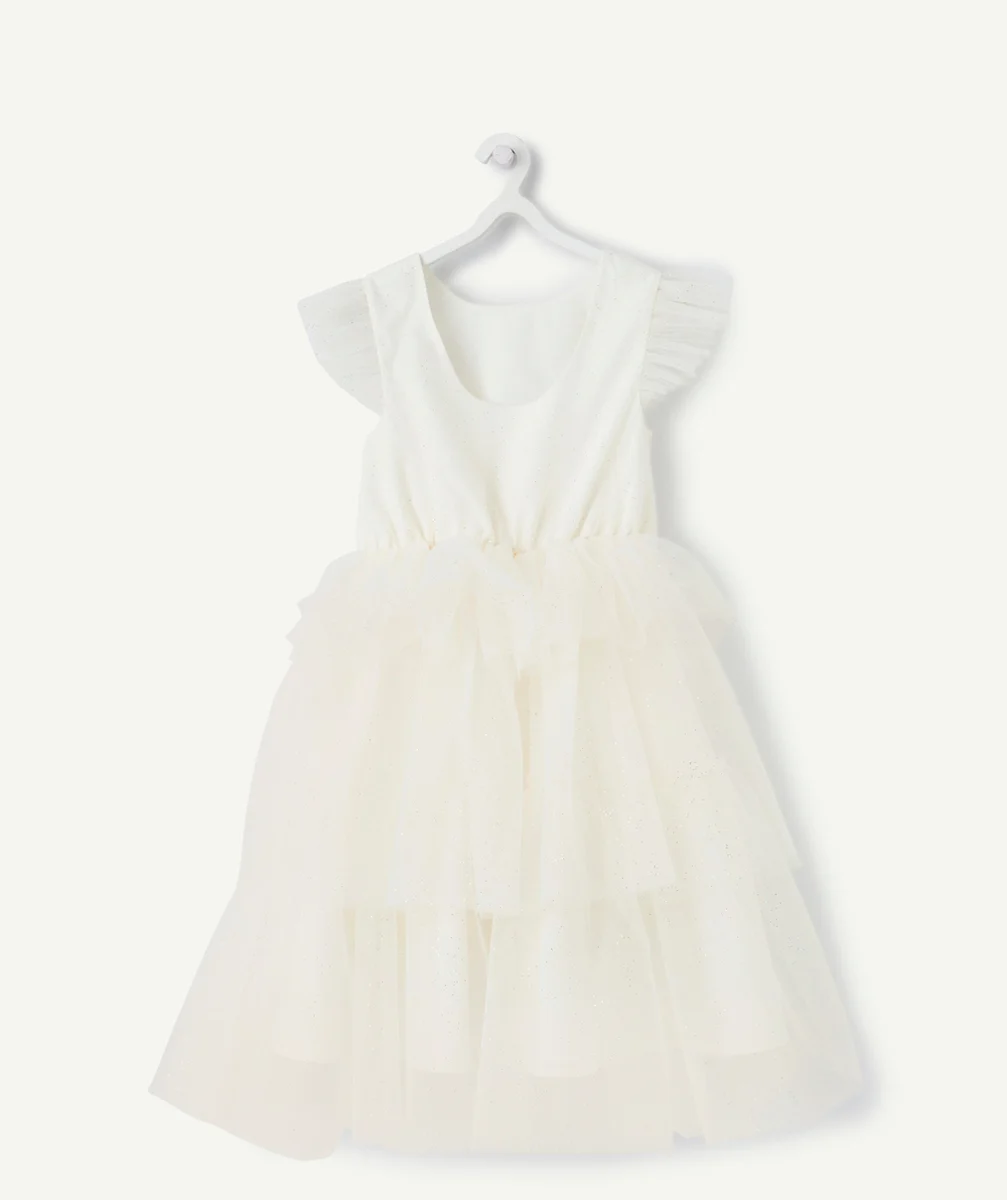robe de cérémonie fille en tulle écru pailleté