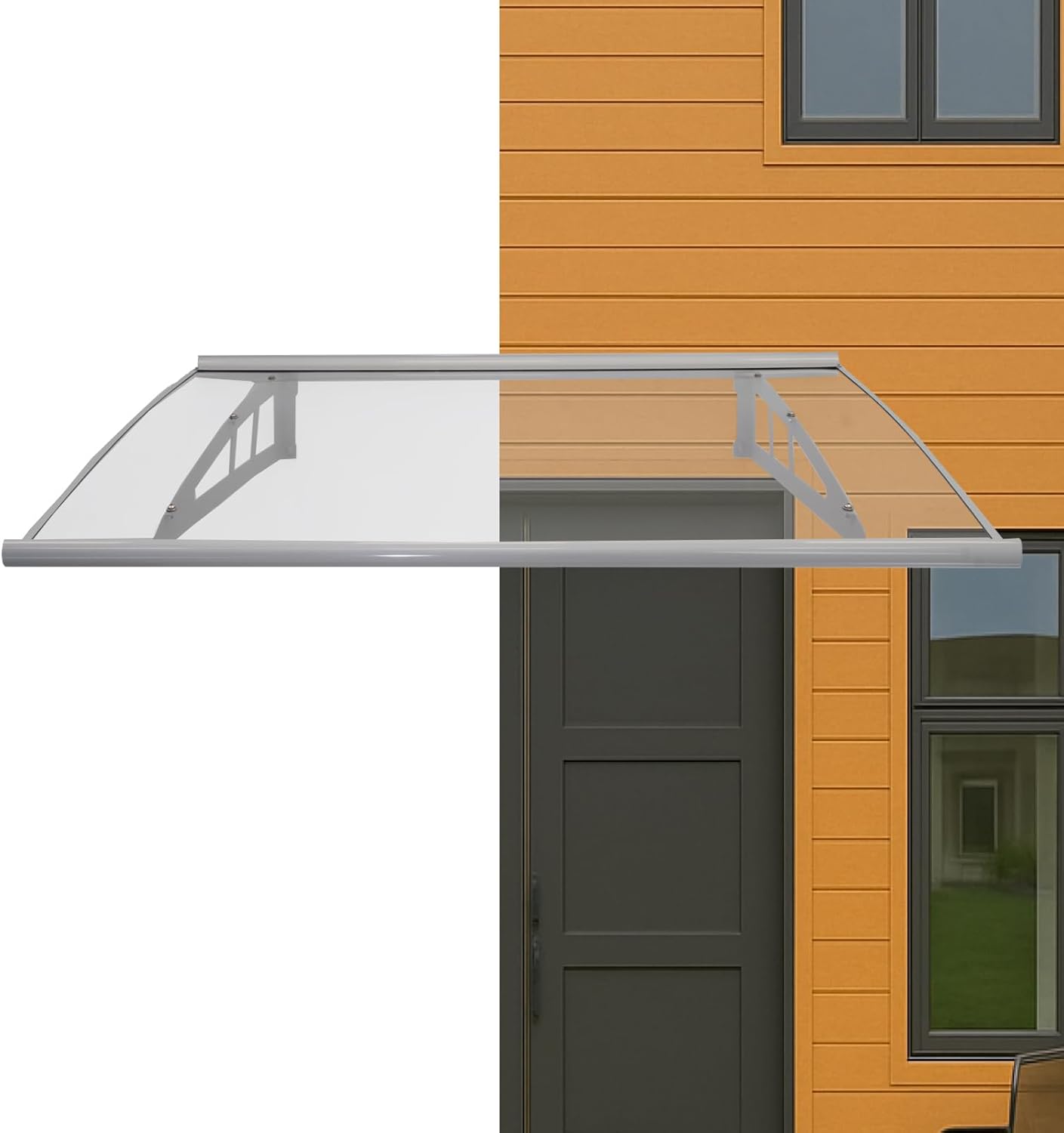 TRUTZHOLM Vordach für Haustür aus Aluminium und Polycarbonat 145 x 100 cm Haustürvordach Pultvordach Türdach Türvordach Haustür Dach