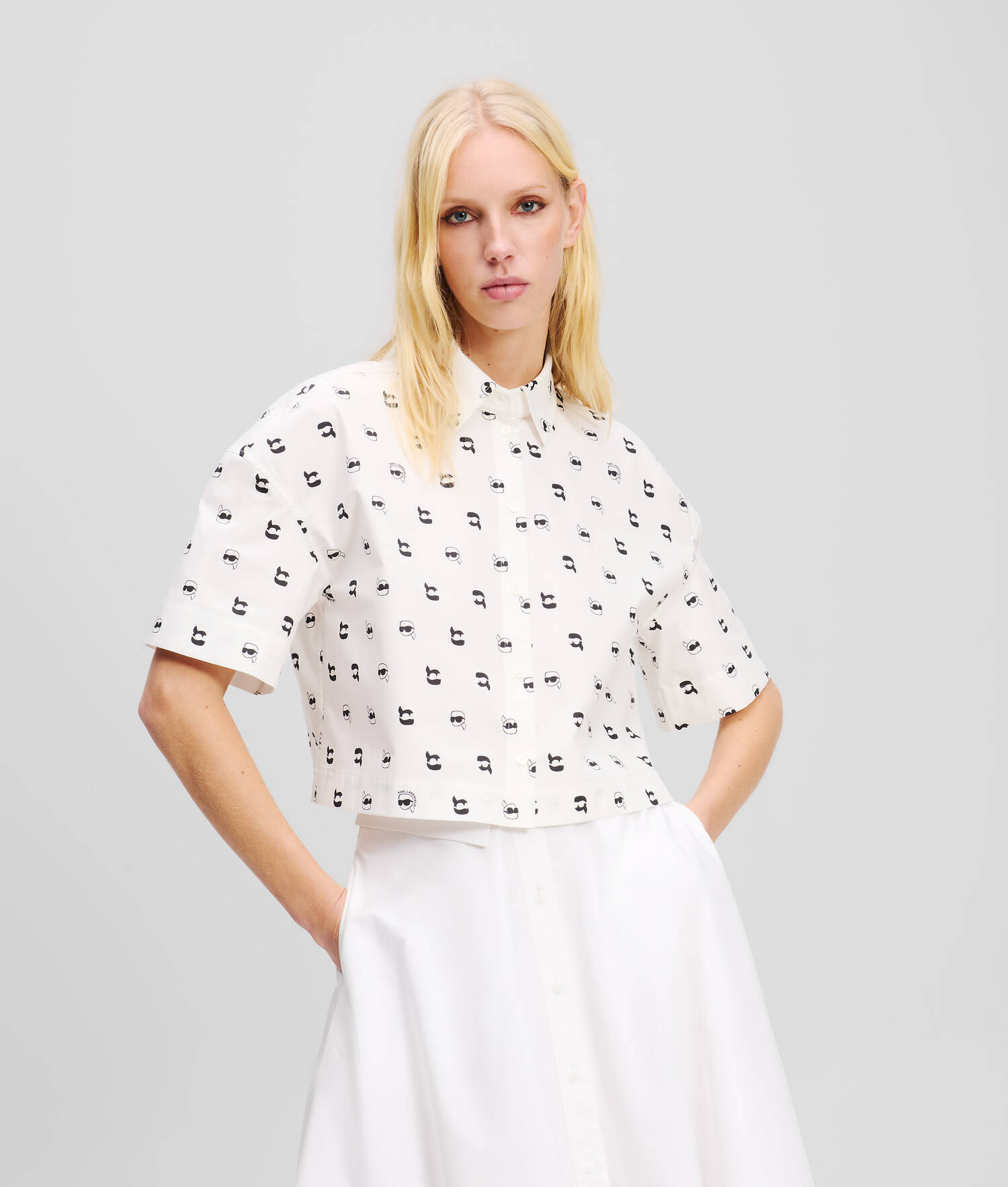 CHEMISE À IMPRESSION IKON INTÉGRALE - All Over Dot Print Blanc-Noir