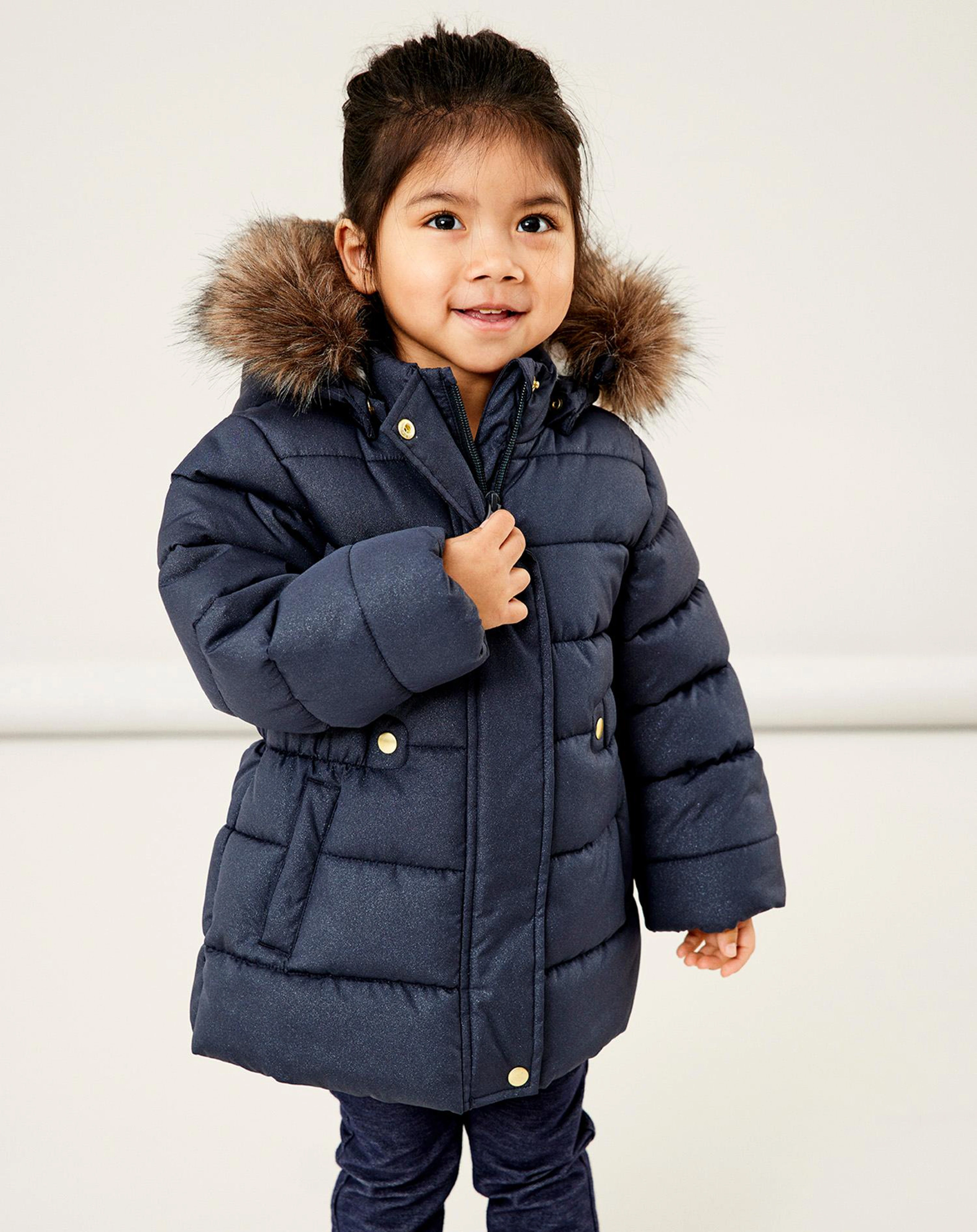 Steppjacke NMFMERETHE mit Kunstfell in dark sapphire
